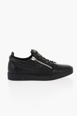 Leather Low Top Sneakers with Side Zip