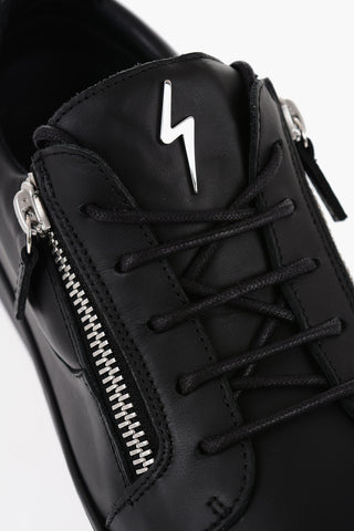 Leather Low Top Sneakers with Side Zip