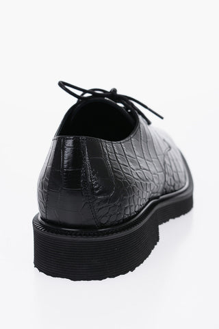 Scarpe Derby in Pelle Effetto Coccodrillo
