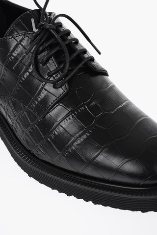 Scarpe Derby in Pelle Effetto Coccodrillo