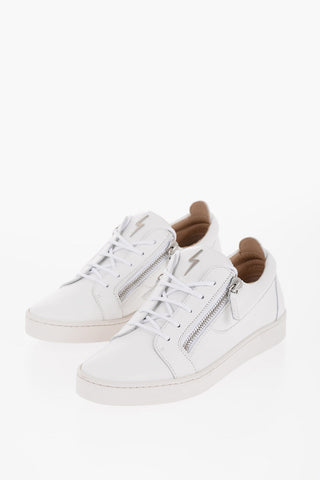 Leather Low-Top Sneakers with Zip Details