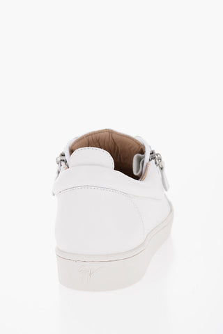 Leather Low-Top Sneakers with Zip Details