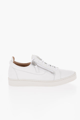 Leather Low-Top Sneakers with Zip Details