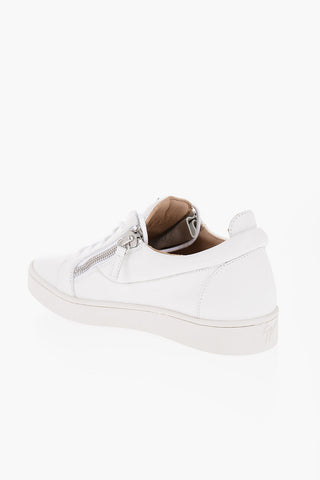 Leather Low-Top Sneakers with Zip Details