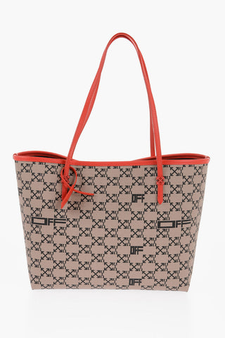 Borsa Tote in Tessuto Logato con Finiture in Pelle