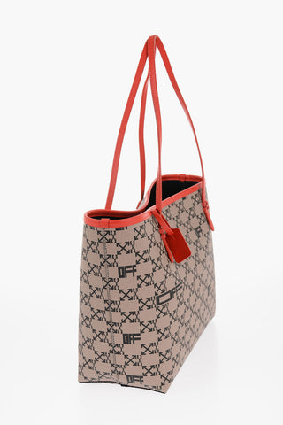 Borsa Tote in Tessuto Logato con Finiture in Pelle