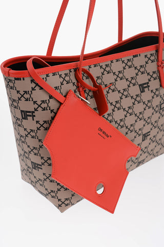Borsa Tote in Tessuto Logato con Finiture in Pelle