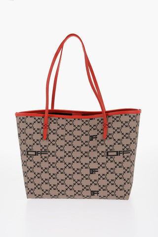 Borsa Tote in Tessuto Logato con Finiture in Pelle