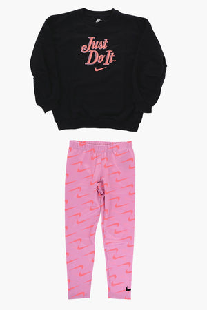Set Sweatshirt mit Rundhalsausschnitt und Leggings mit Logodruck