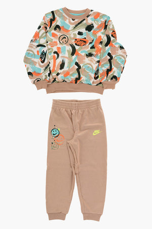 Bedrucktes Sweatshirt mit Rundhalsausschnitt und Joggers Set