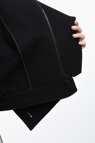 Cappotto Crop in Lana con Collo a Scialle
