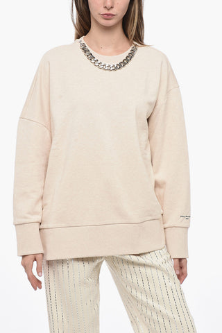Brushed Cotton Sweater with Chain Detail