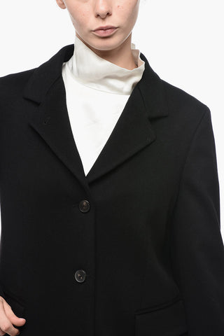 Cappotto In Lana Monopetto Con Tasche Ad Aletta