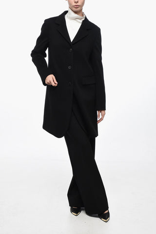 Cappotto In Lana Monopetto Con Tasche Ad Aletta