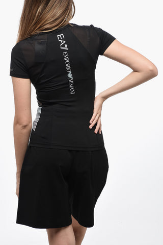 EMPORIO EA7 VENTUS T-Shirt Girocollo in Tessuto Stretch con Logo a Contrasto