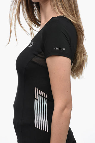 EMPORIO EA7 VENTUS T-Shirt Girocollo in Tessuto Stretch con Logo a Contrasto