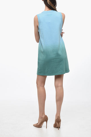 Brushed Cotton Sleeveless Dress with Gradient Effect
