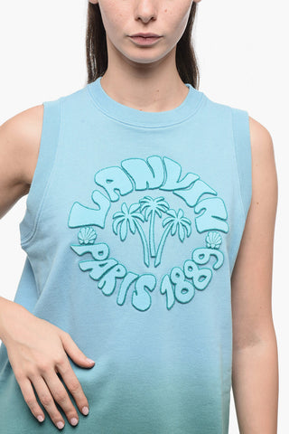 Brushed Cotton Sleeveless Dress with Gradient Effect
