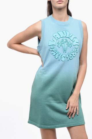 Brushed Cotton Sleeveless Dress with Gradient Effect