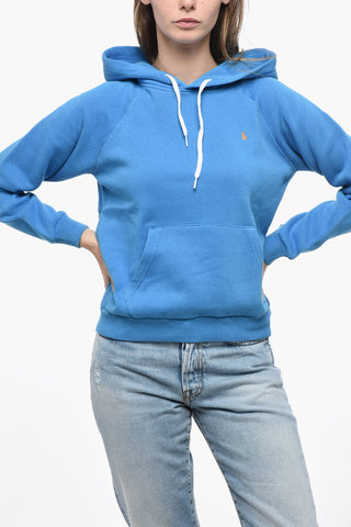 Fleece Cotton Blend Hoodie with Embroidered Logo