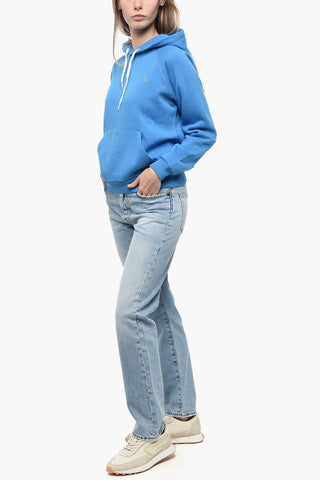 Fleece Cotton Blend Hoodie with Embroidered Logo