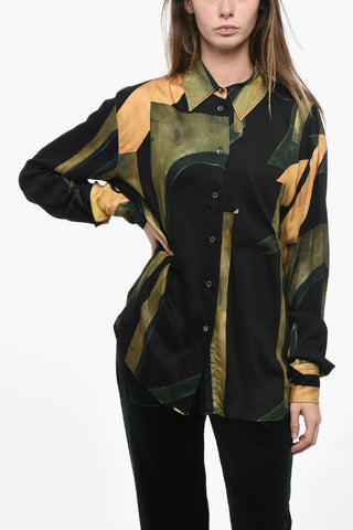Satin Oversized Fit Shirt with Breast Pocket
