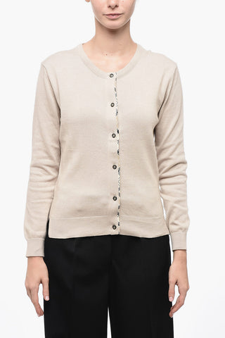 Cashmere-blended Cardigan with Tartan Detail