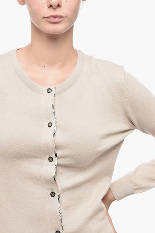 Cashmere-blended Cardigan with Tartan Detail