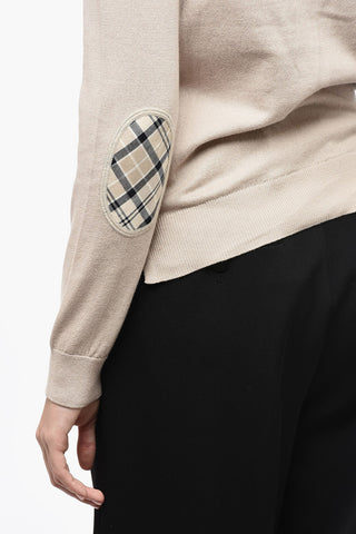 Cashmere-blended Cardigan with Tartan Detail
