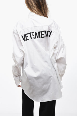 Camicia UNISEX Oversize in Popeline di Cotone con Logo Stampato
