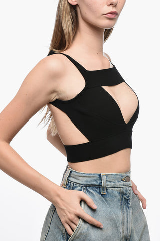 Solid Color Crop Top with Cut-Out Detail