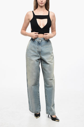 Solid Color Crop Top with Cut-Out Detail