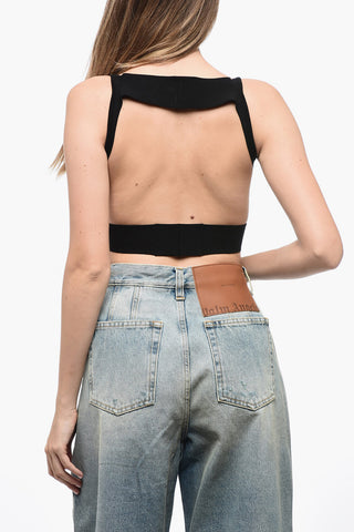 Solid Color Crop Top with Cut-Out Detail
