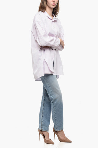 Popeline Flared Shirt with Asymmetric Hem