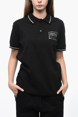 JEANS COUTURE Piquet Cotton Polo with Lurex Print
