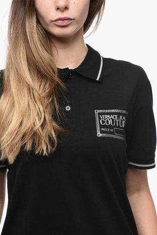 JEANS COUTURE Piquet Cotton Polo with Lurex Print
