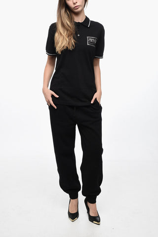 JEANS COUTURE Piquet Cotton Polo with Lurex Print