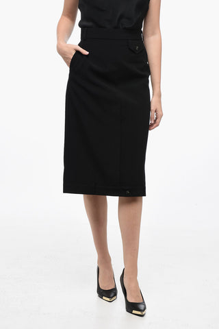 Wool Blend ALBIO Longuette with Front Buttoned Split