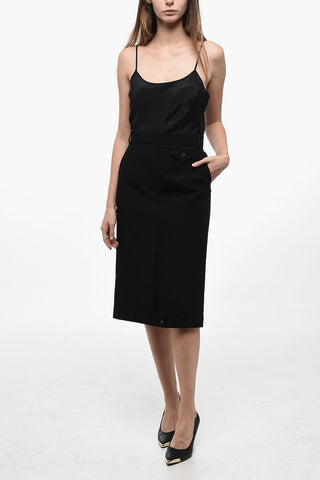 Wool Blend ALBIO Longuette with Front Buttoned Split