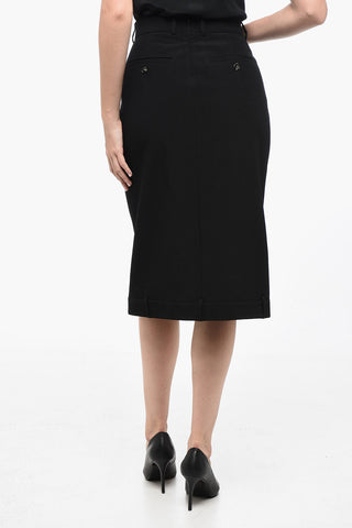 Wool Blend ALBIO Longuette with Front Buttoned Split