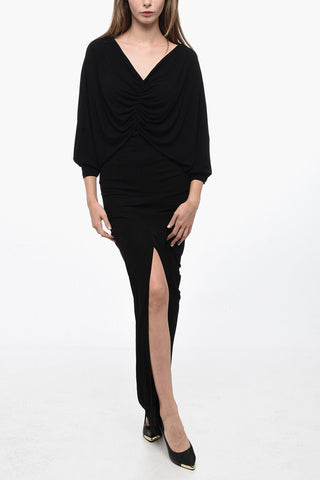 Drapiertes Kleid mit V-Ausschnitt