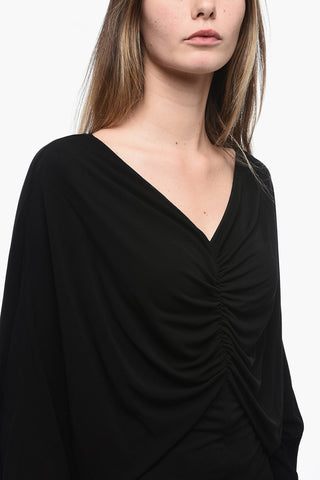 Drapiertes Kleid mit V-Ausschnitt