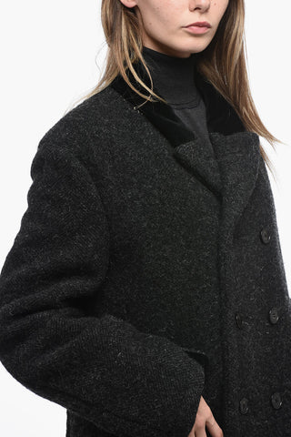 Cappotto Doppiopetto In Lana Con Colletto In Velluto