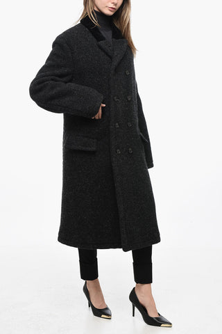 Cappotto Doppiopetto In Lana Con Colletto In Velluto