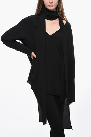 Silk Blouse With Bow Collar
