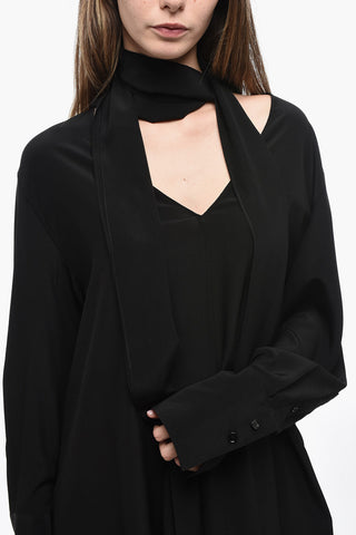 Silk Blouse With Bow Collar