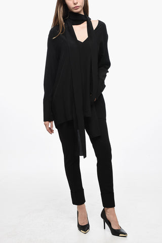 Silk Blouse With Bow Collar