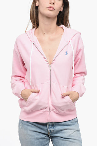 Felpa Hoodie Full Zip in Misto Cotone Felpato