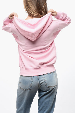 Felpa Hoodie Full Zip in Misto Cotone Felpato