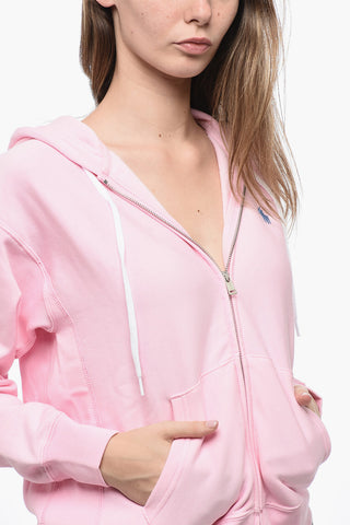 Felpa Hoodie Full Zip in Misto Cotone Felpato